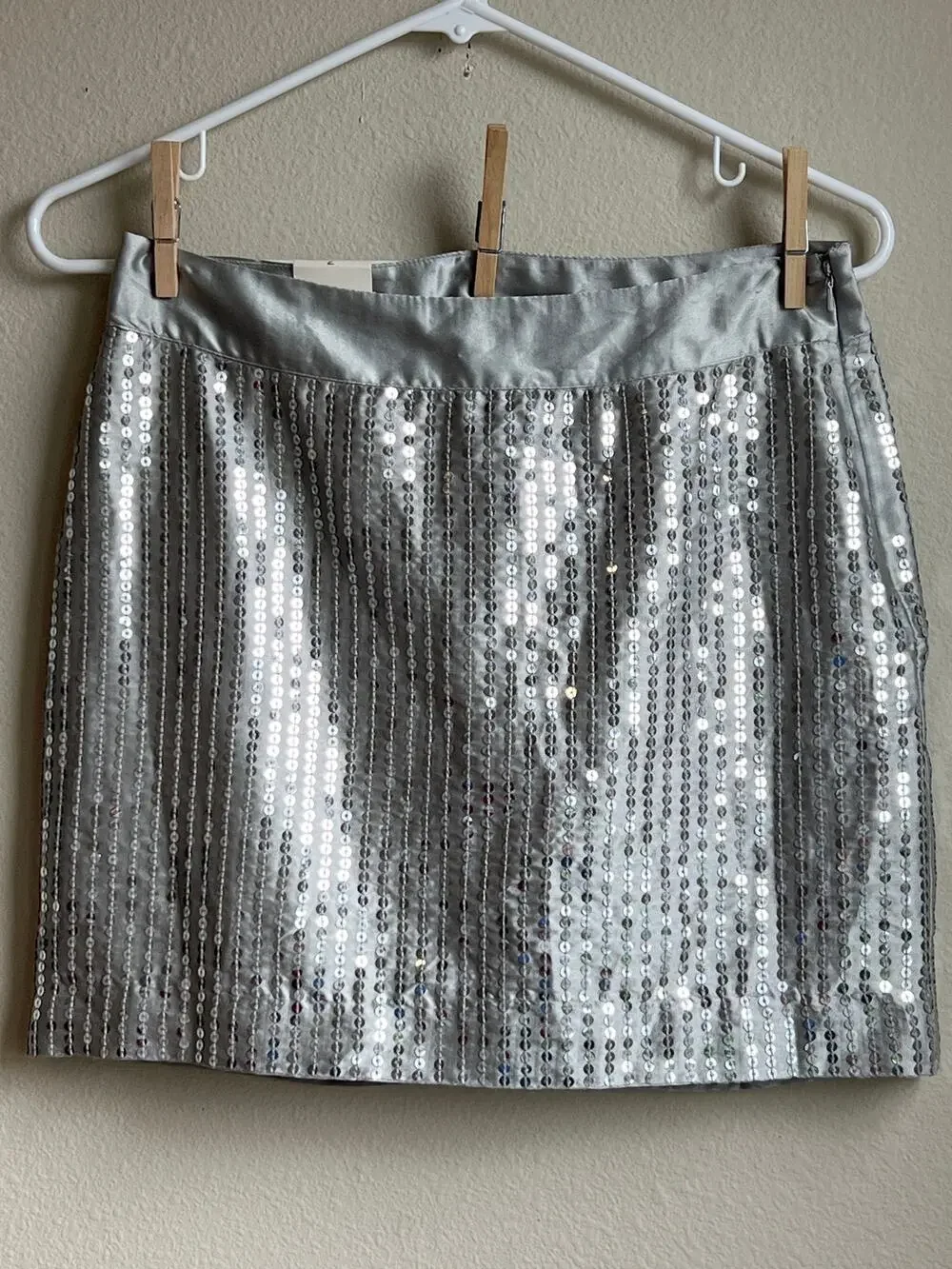 NWT Gap Silver Sequin Glam Mini Skirt Side Zip Size 2